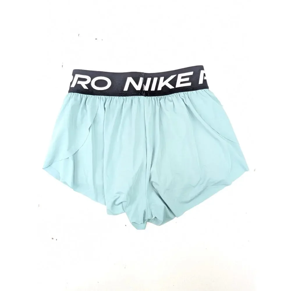 Nike Pro Girl's Small 2 in 1 Shorts - Cannon Green